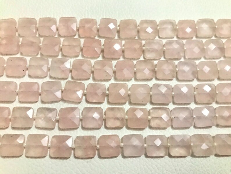 AAA Grade ROSE QUARTZ Faceted Square shape Briolette Beads, Size 6/8/10 mm, 8 Strand Length, Super Quality gems for Jewellery image 4