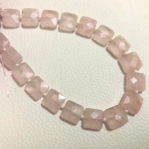 AAA Grade ROSE QUARTZ Faceted Square shape Briolette Beads, Size 6/8/10 mm, 8 Strand Length, Super Quality gems for Jewellery image 2