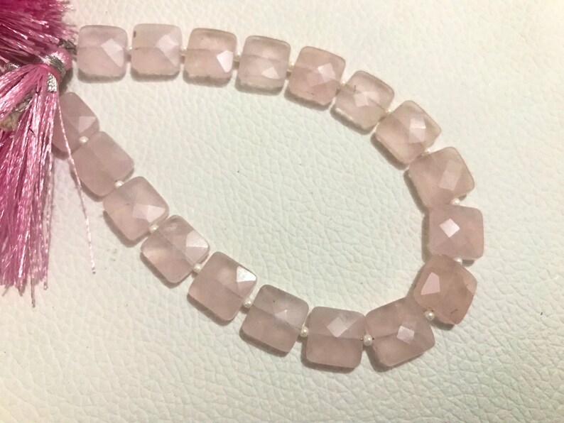 AAA Grade ROSE QUARTZ Faceted Square shape Briolette Beads, Size 6/8/10 mm, 8 Strand Length, Super Quality gems for Jewellery image 2