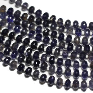 AAA Iolite Faceted Rondelle Beads: Super Quality Gems (6.5-7.5mm, 6 inch Strand)