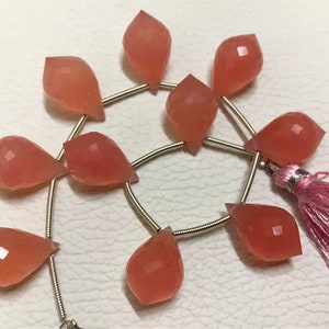 AAA Pink Chalcedony Teardrop Briolettes: 5 Pairs, 10x16mm