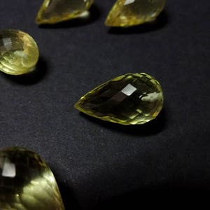 Five Perfectly Matched Pairs Inverted Teardrop Briolettes Top Half Drilled AAA Grade LEMON QUARTZ , Size 9*16 mm, Superb for earrings