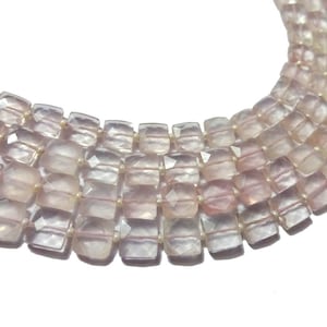 AAA Grade ROSENQUARZ Facettierte quadratische Form Briolette Perlen, Größe 7-8 mm, 8 &quot;Stranglänge, Super Qualität Edelsteine für Schmuck