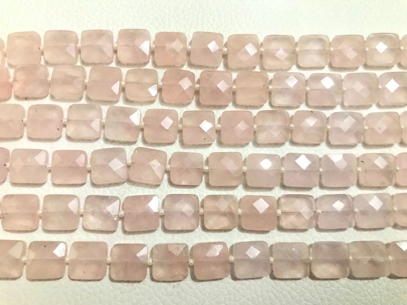 AAA Grade ROSE QUARTZ Faceted Square shape Briolette Beads, Size 6/8/10 mm, 8 Strand Length, Super Quality gems for Jewellery image 5