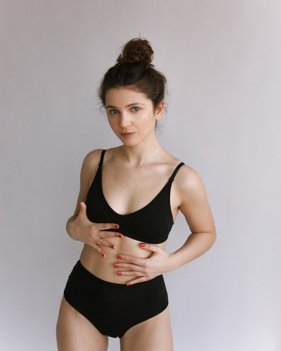 black high waisted underwear set