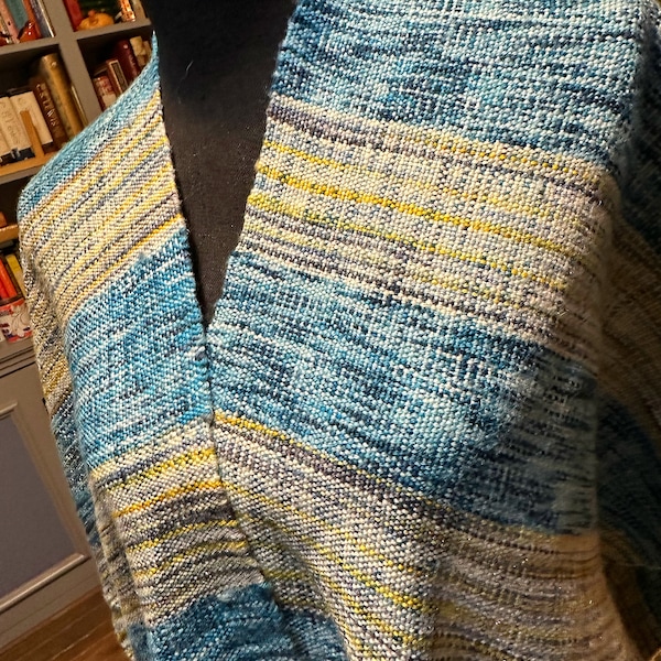 Sea and Sky Handwoven Ruana Shawl