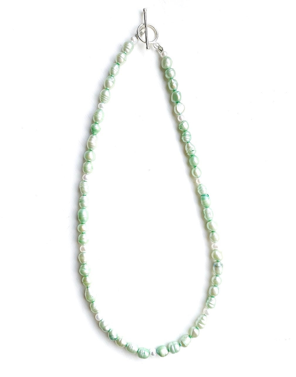 Green and White Freshwater Pearl Necklace Dainty Pearl - Etsy UK