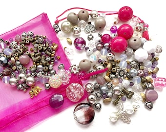 Pink bead mix, kids jewellery making kit, craft supplies, kids craft kit, children’s arts and crafts, girls craft, isolation things to do