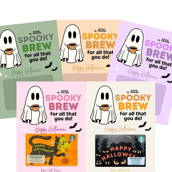 Editable Halloween Gift Card Printable, Just A Little Brew, Gift Card Holder, Little Brew Just For You, Coffee Gift Card, Teacher Gift Card