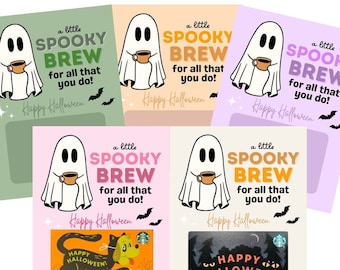 Editable Halloween Gift Card Printable, Just A Little Brew, Gift Card Holder, Little Brew Just For You, Coffee Gift Card, Teacher Gift Card