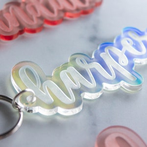 Backpack Keychain, Engraved Name Tag, Acrylic Name Tags, Acrylic Tag, Personalized Keychain, Personalized Name Tag, Kids Name Tags image 1