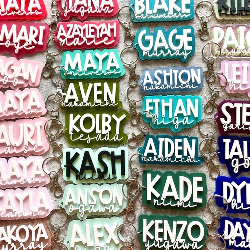 Personalized Retro Motel Keychain Backpack Tag Name Etsy
