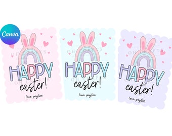 Bewerkbare paastags. Afdrukbare tags voor Pasen. Afdrukbare Happy Easter-tag. Fijne Paaslabels. Paashaas traktatie-tags. Paasmandje