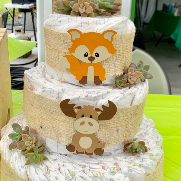 Woodland Animal Cutouts - Woodland Baby Shower Decorations - Woodland Animals Diaper Cake Topper - Woodland Creatures Baby Shower