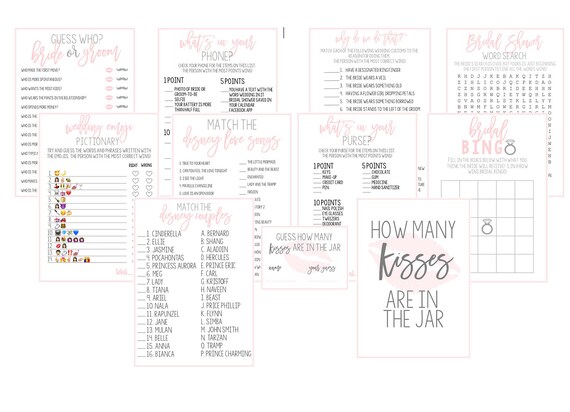 Bridal Shower Games Printable Wedding Shower Games Bundle Etsy