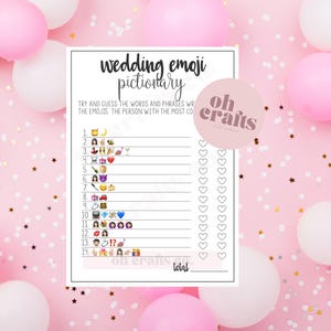 Emoji Bridal Shower Game: Pictionary, Fun Bachelorette Party (PDF Download)