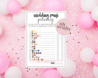 Emoji Bridal Shower Game: Pictionary, Fun Bachelorette Party (PDF Download)