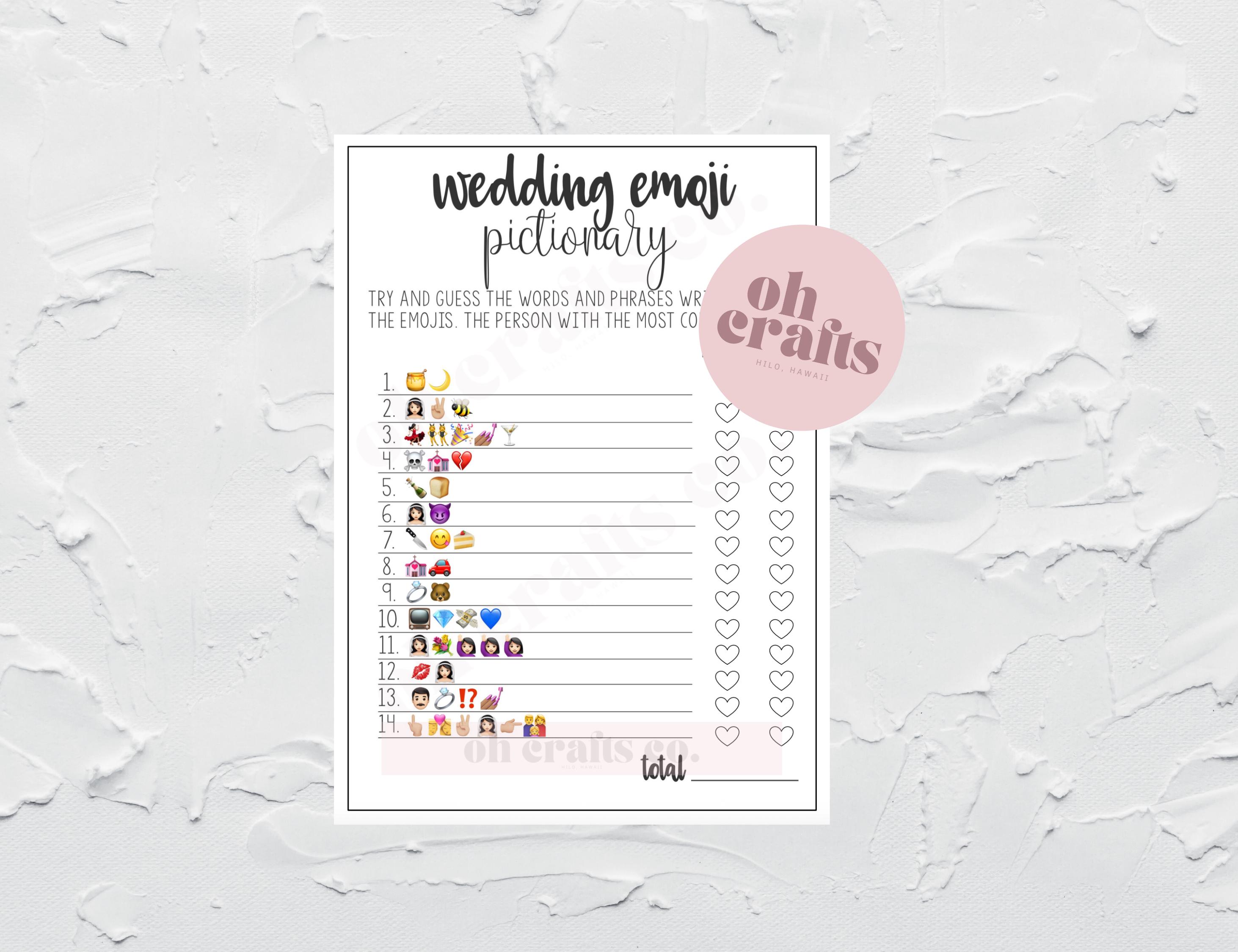 All Ewired Up 50 Bridal Shower Emoji Pictionary Cards - Wedding Game Activity For Rehearsal Dinner, Engagement Party - Minimalist Design