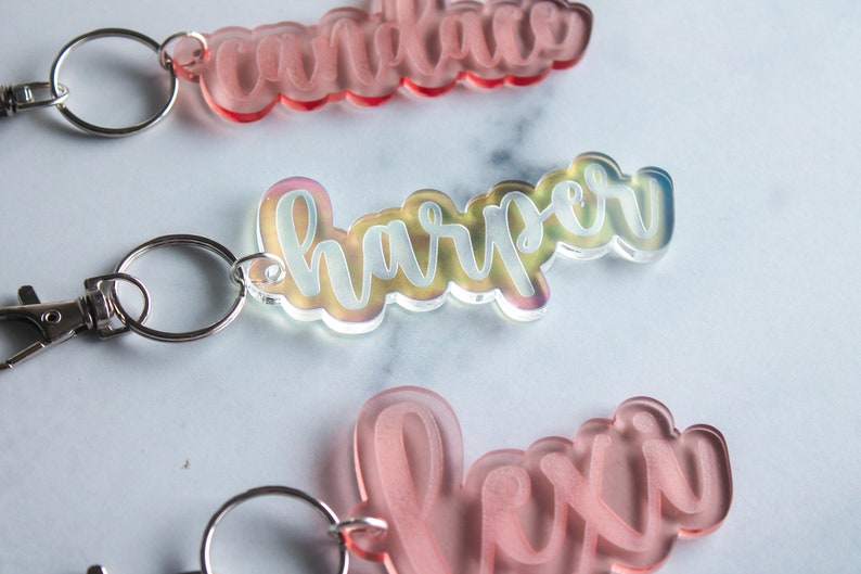 Backpack Keychain, Engraved Name Tag, Acrylic Name Tags, Acrylic Tag, Personalized Keychain, Personalized Name Tag, Kids Name Tags image 8