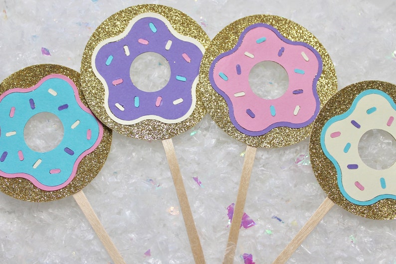 Donut Grow Up Cupcake Toppers Glitter Donut Cupcake Toppers Donut Cupcake Toppers First Birthday 12 ct Donut Birthday Party