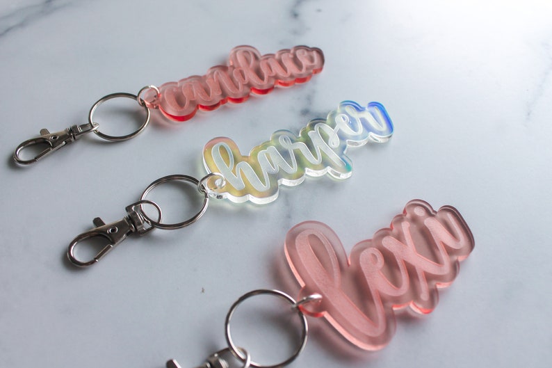 Backpack Keychain, Engraved Name Tag, Acrylic Name Tags, Acrylic Tag, Personalized Keychain, Personalized Name Tag, Kids Name Tags image 3