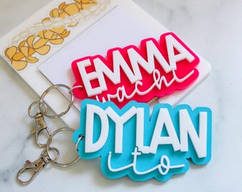 Personalized 3D Acrylic Name Keychain: Diaper Bag Tag