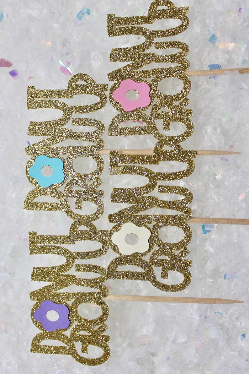 Donut Grow Up Cupcake Toppers Glitter Donut Cupcake Toppers Donut Cupcake Toppers First Birthday 12 ct Donut Birthday Party