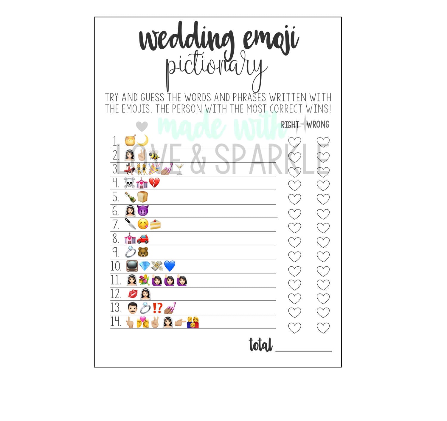 Bridal emoji hotsell pictionary