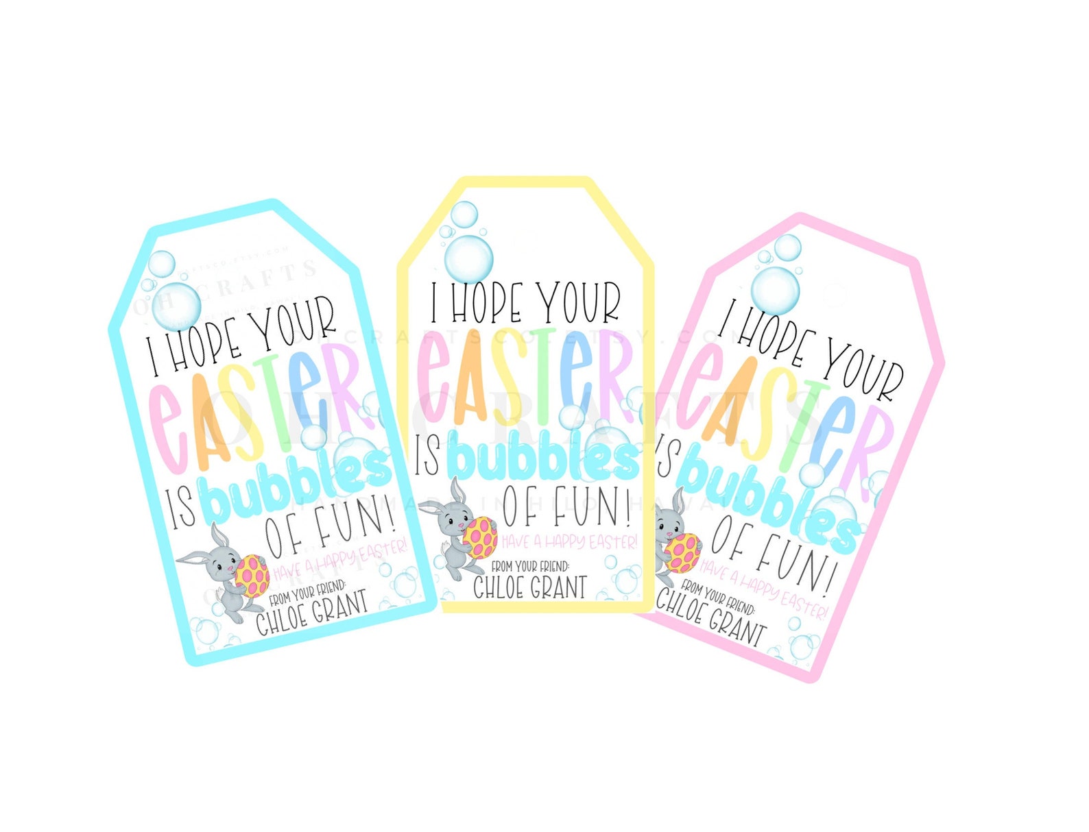 Easter Bubbles Tag Printable Easter Tags Easter Gift Tags Etsy