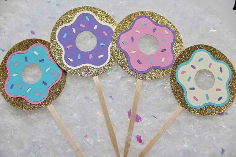 Donut Grow Up Cupcake Toppers Glitter Donut Cupcake Toppers Donut Cupcake Toppers First Birthday 12 ct Donut Birthday Party