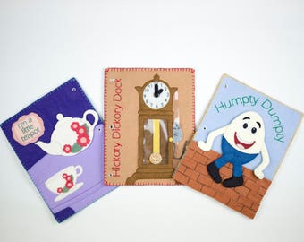 I'm A Little Teapot / Hickory Dickory Dock / Humpty Dumpty Felt Book Pattern PDF Package with FREE cover pattern