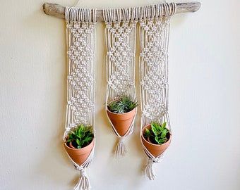 Macrame Driftwood Pot Holder | Driftwood Wall Art | Macrame Plant Hanger | All Natural Driftwood Art