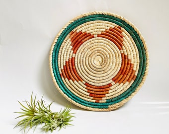 Cesta redonda / Placa redonda tejida / Cesta de pared / Boho Wall Hanging / Cesta Boho