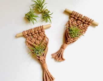 Soportes de planta de aire Macrame / Perchas de planta de aire / Juego de 2