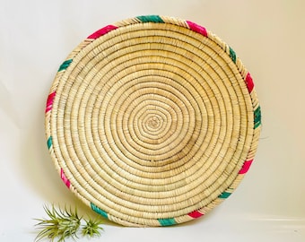 Colored Rim Basket | Round Wall Basket | Woven Wall Basket | Basket Wall Hanging | Boho Wall Art