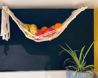 Macrame Fruit Hammock | Boho Handmade Hammock | Kitchen Storage | Macrame Storage Hammock