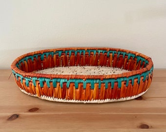 Cesta decorativa / Cesta ovalada para frutas / Cesta para plantas / Bandeja tejida