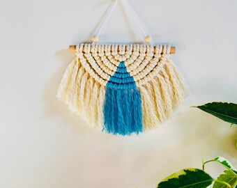 Half Moon Macrame Wall Hanging / Color Block Semi-lunar Wall Hanging / Macrame / Fiber Art / Modern Boho