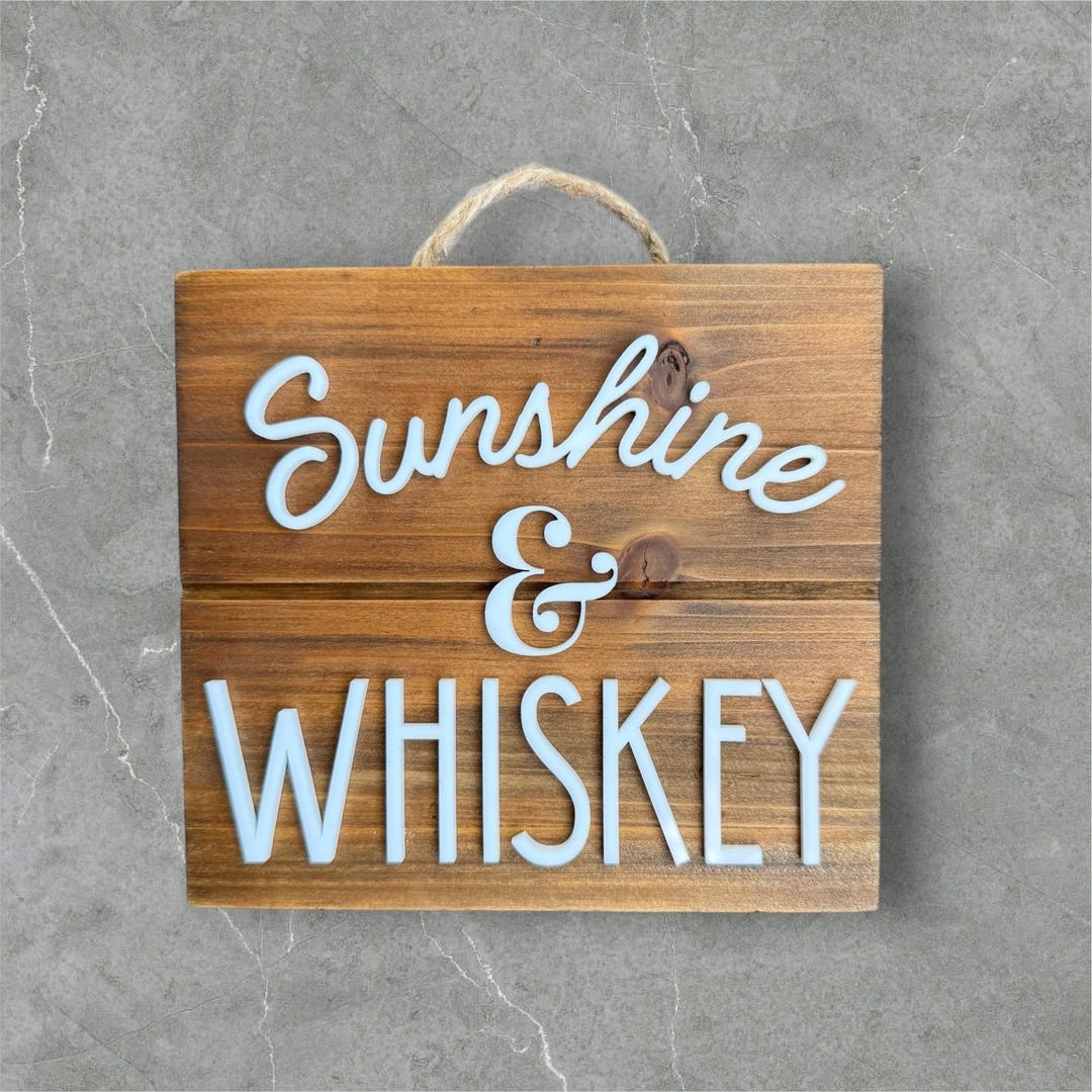 Sunshine & Whiskey Wood Sign | Rustic Country Home Bar Sign | Small ...