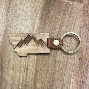 Montana Mountain Keychain | Montana Keychain Gift | Made in Montana | Laser Engraved | Customizable