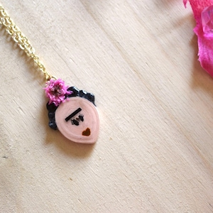 Collana donna artigianale ciondolo Frida Kahlo collana estate idea regalo donna anniversario gioielli artigianali regalo compleanno