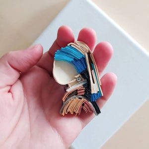 3D Paper Quilling Heart Brooch Pin, Vermeer Jewelry,Handcrafted Brooch, One of a Kind Brooch, 3D Paper Art,Girl with a Pearl Earring, Turban