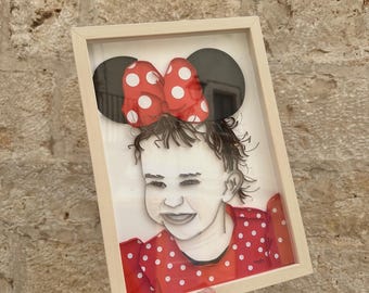 Customized quilling portrait from a photo - Handmade paper painting, 21x30 and 30x40 cm with mat, unique gift