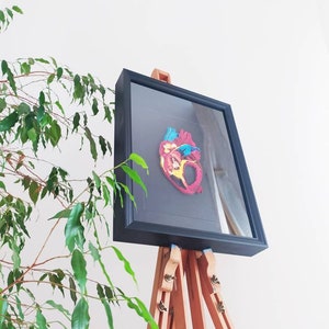 Tela Cuore Anatomico, Cuore Sacro, Studio Medico,Quadro quilling arte 3D ,Cuore da appendere Regalo per lei/lui ,San Valentino