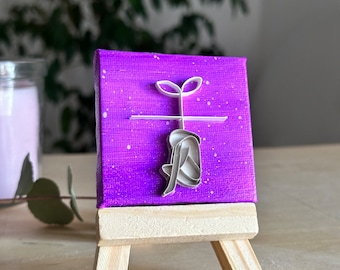 Mini Canvas Girl Bud, Blooming, Small Painting, Hand-Painted Painting, Painting on Canvas, 3D Quilling Art, Gift Idea for Him/Her