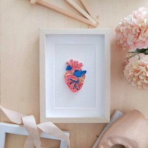 Quadro piccolo,quadretto, quadro colorato,Opera,Quilling,Disegno Cuore,Cornice da appoggio, Cornice legno,Illustrazione,Quadretto, Rosa