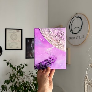 Tela paesaggio onirico lunare, Quadro Dipinto a Mano, Dipinto su Tela, Quilling Art 3D, Idea regalo per lui/lei