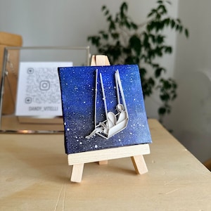 Mini Tela Cielo Stellato, Quadro Piccolo, Quadretto Dipinto a Mano, Dipinto su Tela, Quilling Art 3D, Idea regalo per lui/lei ,San Valentino