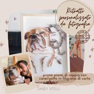 Ritratto Primo Piano Personalizzato con animale domestico, cane, gatto in filigrana di carta monocolore,Quilling, Arte da fotografia, quadro