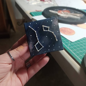 Mini Tela Orsa Maggiore Orsa Minore, Quadretto Dipinto a Mano, Dipinto su Tela, Quilling Art 3D, Idea regalo per lui/lei ,San Valentino